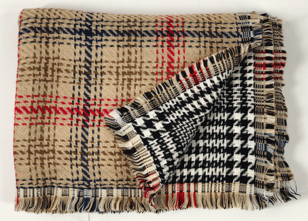 Beige Tartan Pattern Blanket Scarf-8